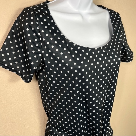 Small Blue White Polka Dot Stretch Short Sleeve Top Spirit - Picture 8 of 8